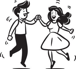 Endless Embrace Cute Couple Iconic Symbol Loving Laughter Happy Marriage Emblem Design