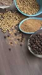 Coriander seeds and coriander Powdered, Indian Spices and herbs.