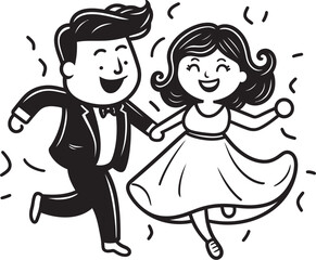 Endless Joy Happy Marriage Vector Emblem Sweetheart Serenade Cute Couple Iconic Design