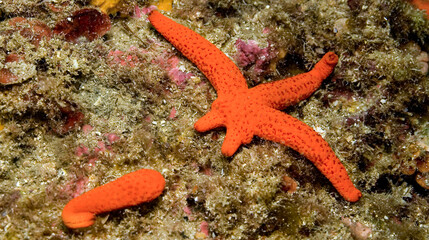 Red Starfish, Echinaster sepositus, Cabo Cope-Puntas del Calnegre Natural Park, Mediterranean Sea, Murcia, Spain, Europe