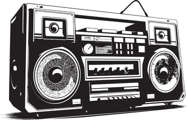 Urban Anthem Style Boombox Symbol Bass Bump Hip Hop Logo Emblem - obrazy, fototapety, plakaty