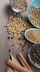 Coriander seeds and coriander Powdered, Indian Spices and herbs.