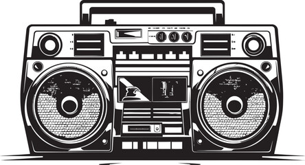Urban Anthem Boombox Vector Logo Melodic Motion Hip Hop Style Icon - obrazy, fototapety, plakaty