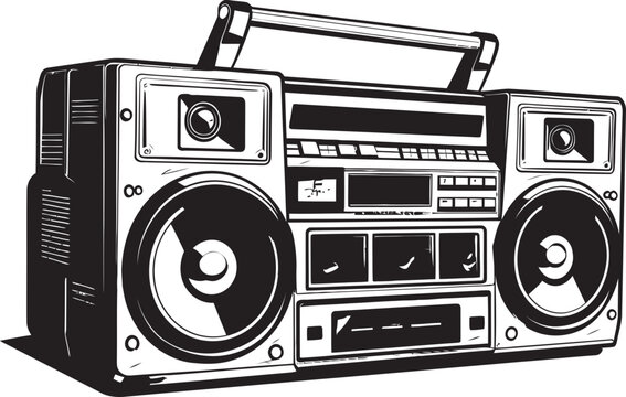 Urban Pulse Boombox Emblematic Graphics Beatbox Brigade Style Icon Symbol