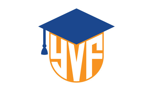 YVF initial letter academic logo design vector template. school college logo, university logo, graduation cap logo, institute logo, educational logo, library logo, teaching logo, book shop, varsity