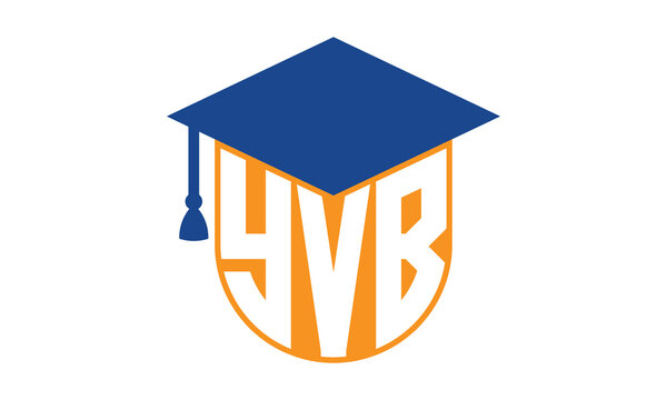 YVB initial letter academic logo design vector template. school college logo, university logo, graduation cap logo, institute logo, educational logo, library logo, teaching logo, book shop, varsity