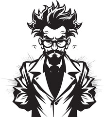 Laboratory Lunacy Scientist Emblem Icon Creative Chemistry Vector Logo Graphics