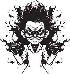 Discovery Domain Scientist Logo Emblem Genius Lab Mad Scientist Vector Icon