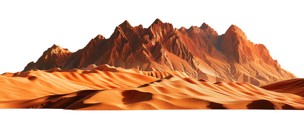  desert sand dune with a mountain range in the transparent background, generative AI