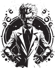 Chemical Chaos Vector Logo Design Lab Lunacy Scientist Icon Graphics