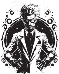 Innovation Instincts Mad Scientist Emblem Techno Experimentation Vector Logo Icon