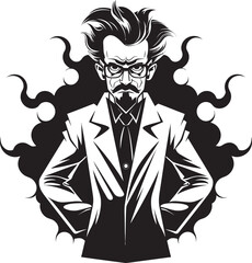 Innovation Insights Vector Icon Design Inventive Insights Mad Scientist Emblem