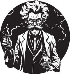 Eureka Formula Emblematic Scientist Logo Electric Genius Mad Scientist Logo Design