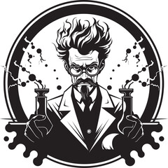 Quantum Quack Mad Scientist Logo Vector Genetic Dynamo Iconic Mad Scientist Logo Design