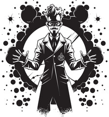 Synaptic Savior Iconic Logo for Mad Scientist Nano Ninja Mad Scientist Vector Emblem