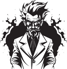 Genetic Goliath Dynamic Mad Scientist Vector Icon Robotic Revolution Futuristic Mad Scientist Emblem