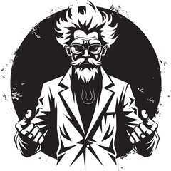 Plasma Professor Vector Logo for Mad Scientist Synaptic Savior Mad Scientist Icon Design