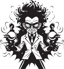 Techno Tinkerer Futuristic Mad Scientist Emblem Genetic Genius Iconic Logo for Mad Scientist