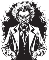 Brainwave Boss Mad Scientist Logo Graphics Techno Tinkerer Vector Logo for Mad Scientist