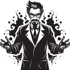 Genius at Work Scientist Emblem Graphics Eureka Experiments Mad Scientist Logo Icon