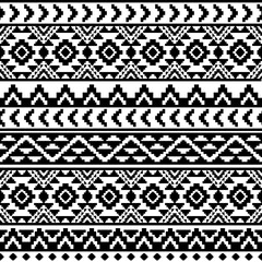 Navajo southwest geometric seamless pattern fabric black and white design for textile printing