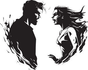 Fierce Fiasco Iconic Design Depicting Couples Fierce Fiasco Ire Inferno Vector Graphic Symbolizing Couples Inferno of Ire