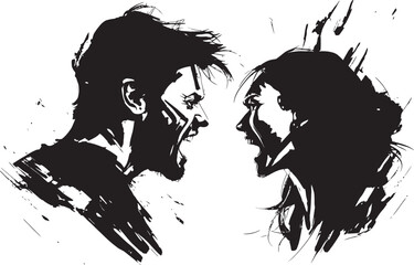 Fuming Fusion Iconic Emblem Symbolizing Couples Anger Tempest Tango Dynamic Logo for Man and Womans Angry Exchange