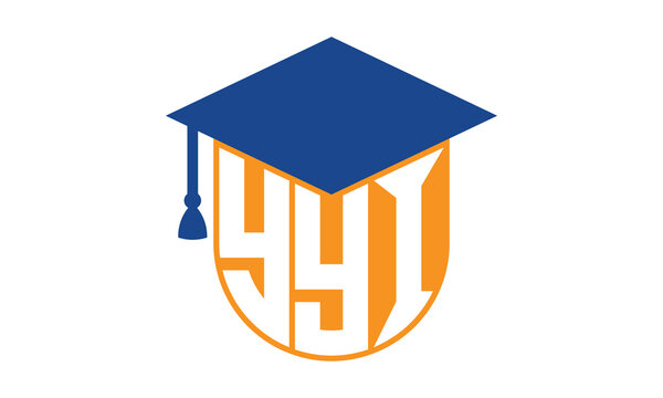YYI initial letter academic logo design vector template. school college logo, university logo, graduation cap logo, institute logo, educational logo, library logo, teaching logo, book shop, varsity