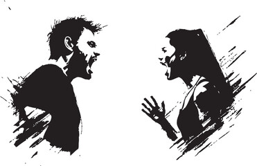 Wrathful Encounter Iconic Illustration of Couples Wrathful Encounter Discord Duo Dynamic Emblem Symbolizing Couples Discord through Vector Graphics - obrazy, fototapety, plakaty