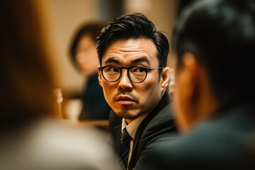 Confident female executive leading boardroom discussion