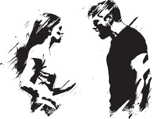 Tense Turmoil Dynamic Logo for Expressing Couples Tension Raging Rhapsody Emblematic Symbol of Couples Rage