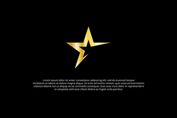 gold stars and shooting stars on the black background of the logo
