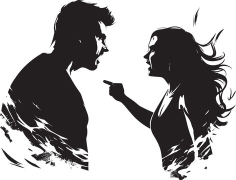 Clash Convergence Dynamic Emblem of Couples Conflict Fury Fusion Vector Graphic Illustrating Couples Anger