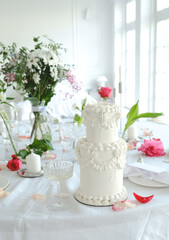 wedding cake and flowers