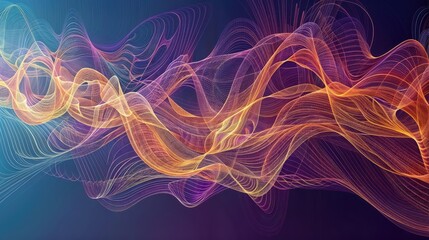 A Colorful abstract background with flowing lines in orange