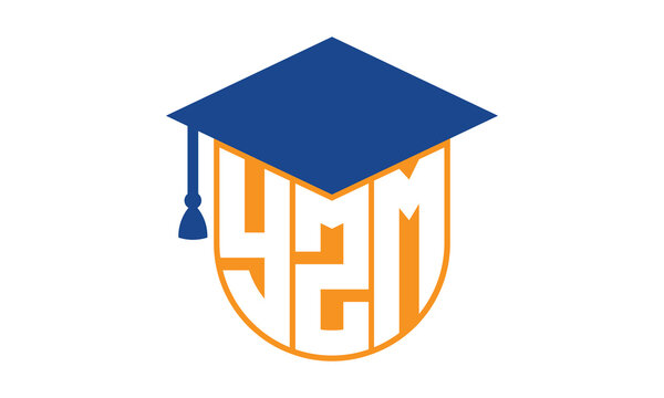 YZM initial letter academic logo design vector template. school college logo, university logo, graduation cap logo, institute logo, educational logo, library logo, teaching logo, book shop, varsity
