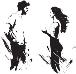 Ire Incursion Vector Illustration of Couples Incursion of Ire Furious Harmony Dynamic Logo of Man and Woman in Anger