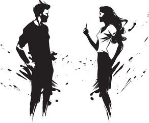 Tumultuous Twist Emblematic Graphic Depicting Couples Twisted Turmoil Raging Radiance Iconic Vector Illustration of Couples Radiating Rage