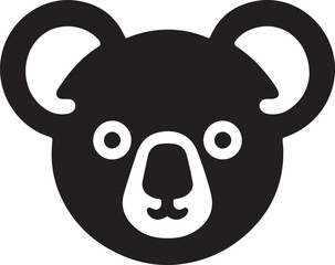 Koala bear head flat icon vector illustration on white background.
