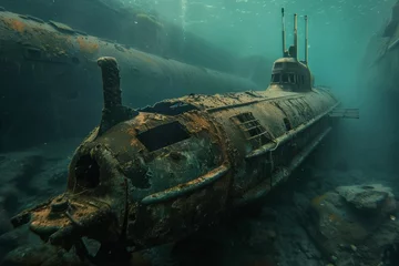  sunken submarine rusty underwater old © Андрей Трубицын