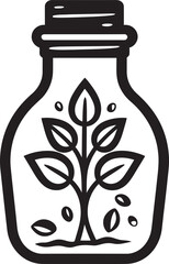 Botanic Biosphere Dynamic Emblem of Encased Botanical Environment Jar Jungle Iconic Vector Illustration of Plant Haven Captured in a Jar