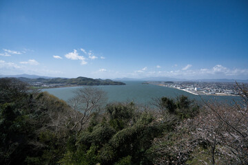 米子城趾から観る中海（鳥取県米子市）