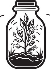 Jar Oasis Emblematic Vector of Plant Thriving in Container Flora Frame Dynamic Illustration Showcasing Plant Enclosure