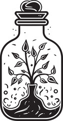Flora Finesse Iconic Symbol of Botanical Elegance in Jar Botanic Brilliance Emblematic Logo Illustrating Plant Enclosure