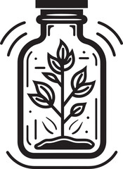 Jar Garden Iconic Graphic Depicting Encased Plant Life Greenery Gem Emblematic Logo Design of Plant Preserved in Jar