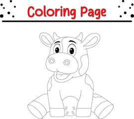 Cute cow coloring page for kids. Animal coloring book