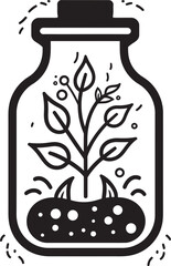 Verdant Vessel Dynamic Vector Illustration of Plant Captivity Botanic Beacon Iconic Symbol of Encased Plant in Jar