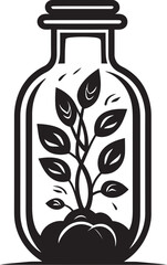 Flora Finesse Dynamic Logo Design Featuring Preserved Plant Botanic Brilliance Iconic Emblem of Plant Enclosed in Jar
