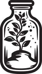 Jar Garden Dynamic Vector Illustration of Encased Plant Greenery Gem Iconic Logo Design of Plant in Captivity