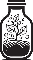 Flora Finesse Emblematic Vector Illustration of Botanical Enclosure Botanic Brilliance Dynamic Symbol of Plant Sheltered in Jar